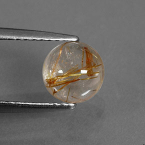 Quarzo rutilato naturale giallo da 1,33 ct, taglio rotondo, trasparente