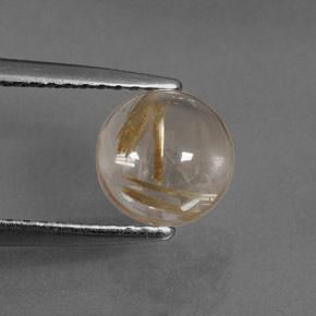 Quarzo rutilato naturale giallo da 1,40 ct, taglio rotondo, trasparente