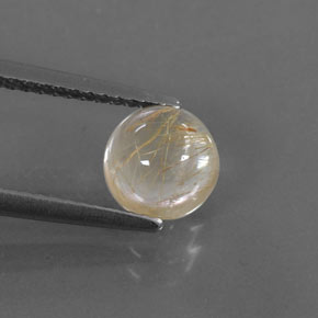 Quarzo rutilato naturale giallo da 1,62 ct, taglio rotondo, trasparente