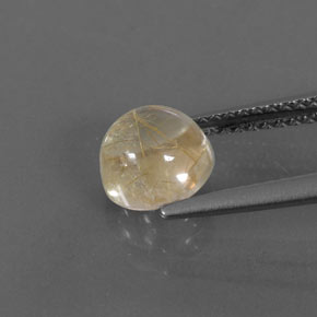 Quarzo rutilato naturale giallo da 1,62 ct, taglio rotondo, trasparente
