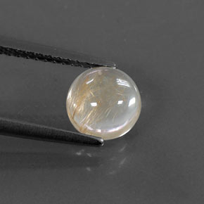 Quarzo rutilato naturale giallo da 1,42 ct, taglio rotondo, trasparente
