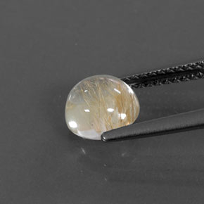 Quarzo rutilato naturale giallo da 1,42 ct, taglio rotondo, trasparente