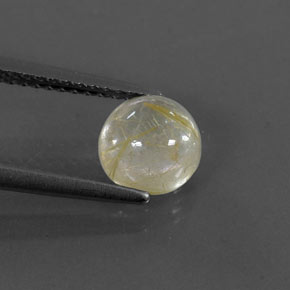 Quarzo rutilato naturale giallo da 1,39 ct, taglio rotondo, trasparente