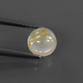 Quarzo rutilato naturale giallo da 1,37 ct, taglio rotondo, trasparente