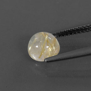 Quarzo rutilato naturale giallo da 1,37 ct, taglio rotondo, trasparente