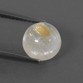 Quarzo rutilato naturale giallo da 2,63 ct, taglio rotondo, trasparente