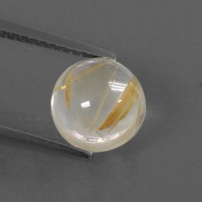 Quarzo rutilato naturale giallo da 2,74 ct, taglio rotondo, trasparente