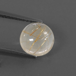 Quarzo rutilato naturale giallo da 1,78 ct, taglio rotondo, trasparente