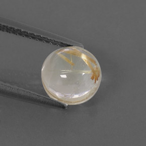 Quarzo rutilato naturale giallo da 1,66 ct, taglio rotondo, trasparente