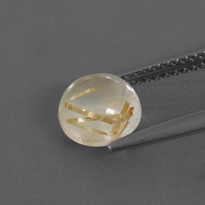 Quarzo rutilato naturale giallo da 1,66 ct, taglio rotondo, trasparente