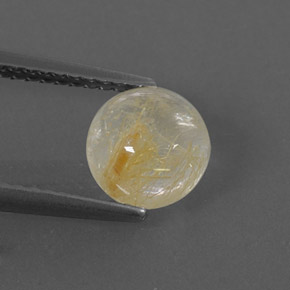 Quarzo rutilato naturale giallo da 1,65 ct, taglio rotondo, trasparente