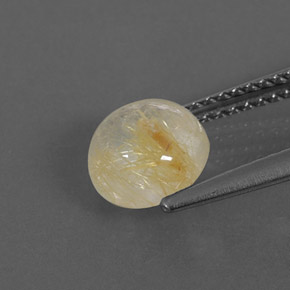 Quarzo rutilato naturale giallo da 1,65 ct, taglio rotondo, trasparente
