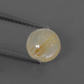 Quarzo rutilato naturale giallo da 1,50 ct, taglio rotondo, trasparente