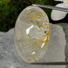 Quarzo rutilato naturale giallo da 42,48 ct, taglio ovale, trasparente