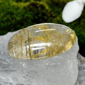 Quarzo rutilato naturale giallo da 42,48 ct, taglio ovale, trasparente