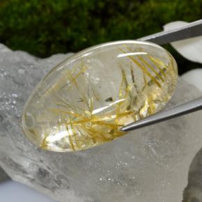 Quarzo rutilato naturale giallo da 42,48 ct, taglio ovale, trasparente