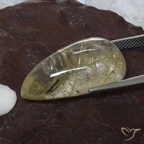 Quarzo rutilo Marrone Dorato Molto Chiaro naturale da 20.18 ct, Forma a pera, Trasparente