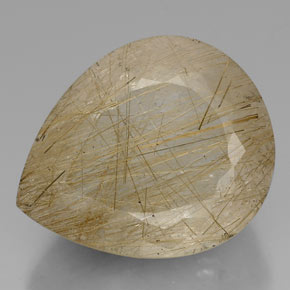 Quarzo rutilato naturale oro da 60,42 ct, taglio a pera, trasparente