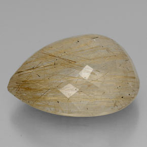 Quarzo rutilato naturale oro da 60,42 ct, taglio a pera, trasparente