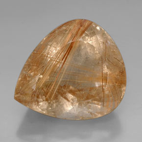 Quarzo rutilato naturale oro da 102,45 ct, taglio a pera, trasparente