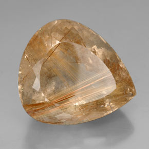Quarzo rutilato naturale oro da 102,45 ct, taglio a pera, trasparente