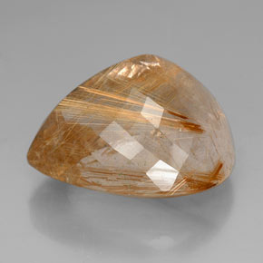 Quarzo rutilato naturale oro da 102,45 ct, taglio a pera, trasparente