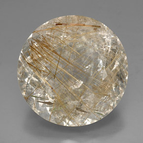 Quarzo rutilato naturale giallo da 88,29 ct, taglio rotondo, trasparente