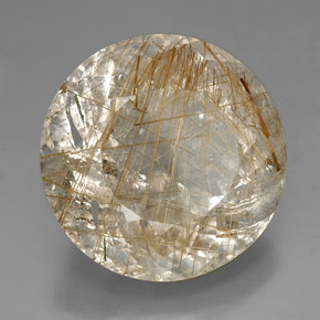 Quarzo rutilato naturale giallo da 88,29 ct, taglio rotondo, trasparente