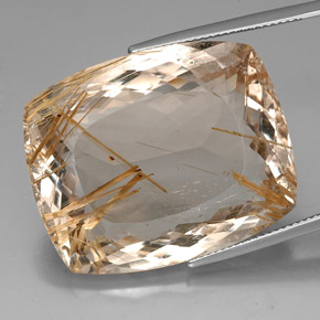 Quarzo rutilato naturale giallo da 64,50 ct, taglio a cuscino, trasparente