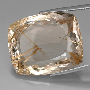 Quarzo rutilato naturale giallo da 64,50 ct, taglio a cuscino, trasparente