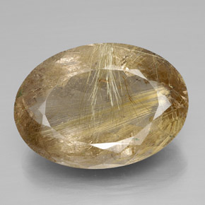 Quarzo rutilato naturale oro da 66,47 ct, taglio ovale, trasparente