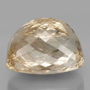 Quarzo rutilato naturale giallo da 93,79 ct, taglio smeraldo, trasparente