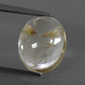 Quarzo rutilato naturale giallo da 4,89 ct, taglio ovale, trasparente