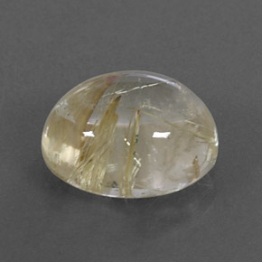 Quarzo rutilato naturale giallo da 4,89 ct, taglio ovale, trasparente