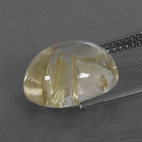 Quarzo rutilato naturale giallo da 4,89 ct, taglio ovale, trasparente