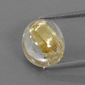 Quarzo rutilato naturale giallo da 4,46 ct, taglio ovale, trasparente