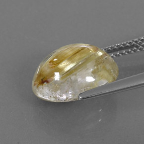 Quarzo rutilato naturale giallo da 4,46 ct, taglio ovale, trasparente