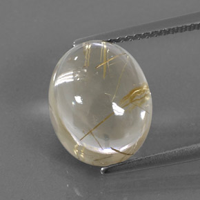 Quarzo rutilato naturale giallo da 7,12 ct, taglio ovale, trasparente