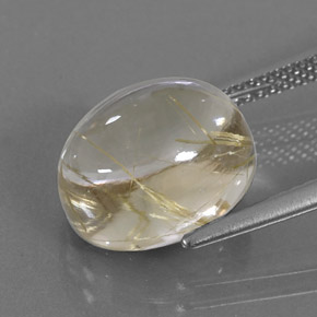 Quarzo rutilato naturale giallo da 7,12 ct, taglio ovale, trasparente