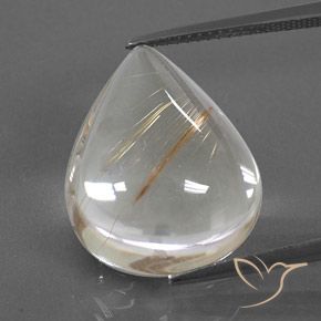 15.33ct Naturale Giallo chiaro Quarzo rutilo, Forma a pera, Trasparente