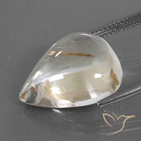 Quarzo rutilo Giallo chiaro naturale da 15.33 ct, Forma a pera, Trasparente