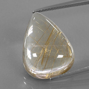 Quarzo rutilato naturale giallo da 15,54 ct, taglio a pera, trasparente
