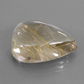 Quarzo rutilato naturale giallo da 15,54 ct, taglio a pera, trasparente
