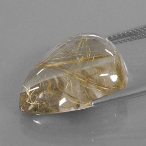 Quarzo rutilato naturale giallo da 15,54 ct, taglio a pera, trasparente