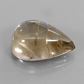 Quarzo rutilato naturale giallo da 18,76 ct, taglio a pera, trasparente