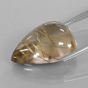 Quarzo rutilato naturale giallo da 18,76 ct, taglio a pera, trasparente