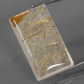 Quarzo rutilato naturale giallo da 29,39 ct, baguette, trasparente