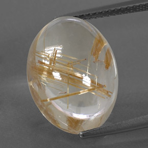 Quarzo rutilato naturale giallo da 11,37 ct, taglio ovale, trasparente