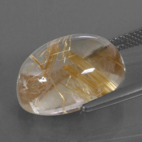 Quarzo rutilato naturale giallo da 11,37 ct, taglio ovale, trasparente