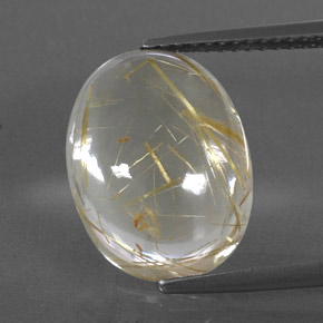 Quarzo rutilato naturale giallo da 7,87 ct, taglio ovale, trasparente
